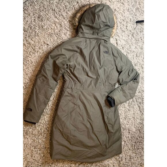 The North Face Arctic Parka 550 Down green Dry Vent Long JACKET COAT sz S WORN 1 - Picture 11 of 11